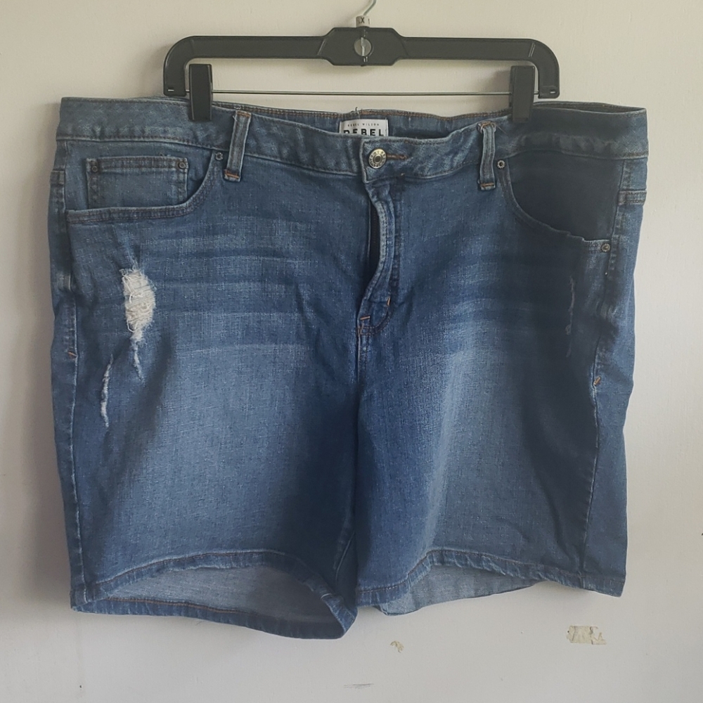 Rebel x Angels distressed denim jean shorts